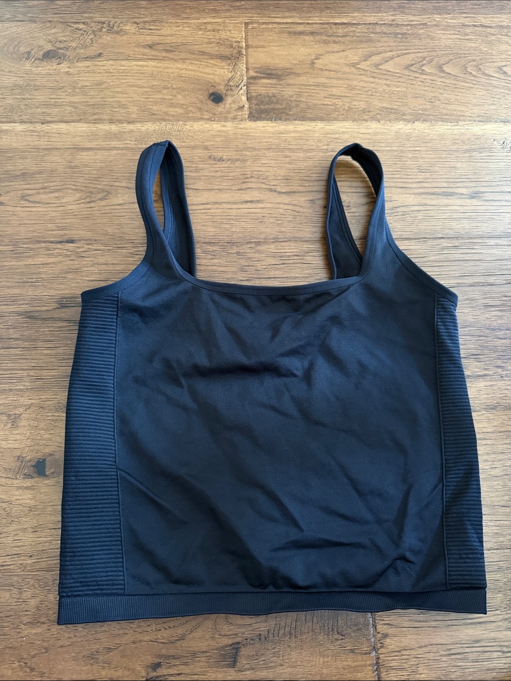 Aerie Black Ribbed-Panel Tank Top
